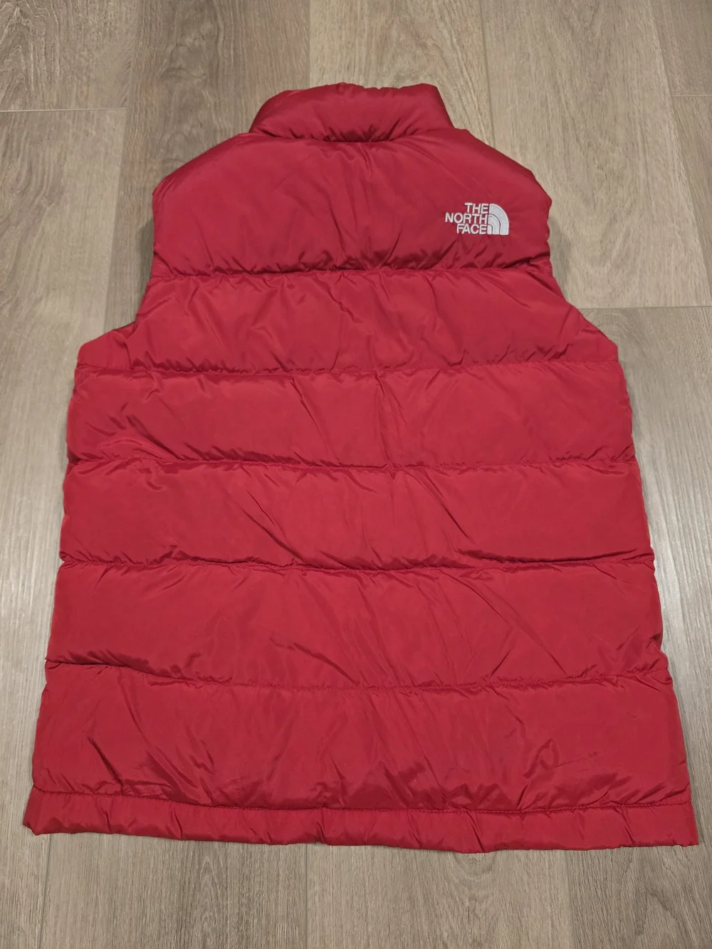 The North Face 550 Down Puffer Vest Kids Medium 10/12 Red Black Goose Down